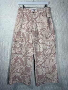 Refrain Camo Flat Pinkish  Wide Leg Cargo Jeans